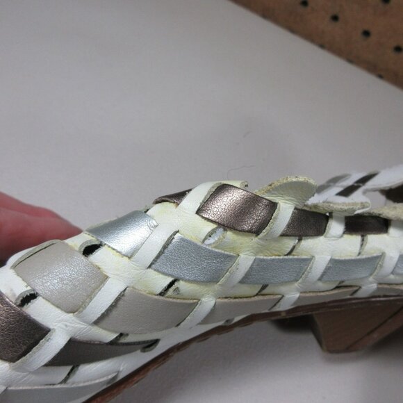 Reiker womens white gray silver Juliane wedge leather sandals 7.5 M 38 - Picture 5 of 10